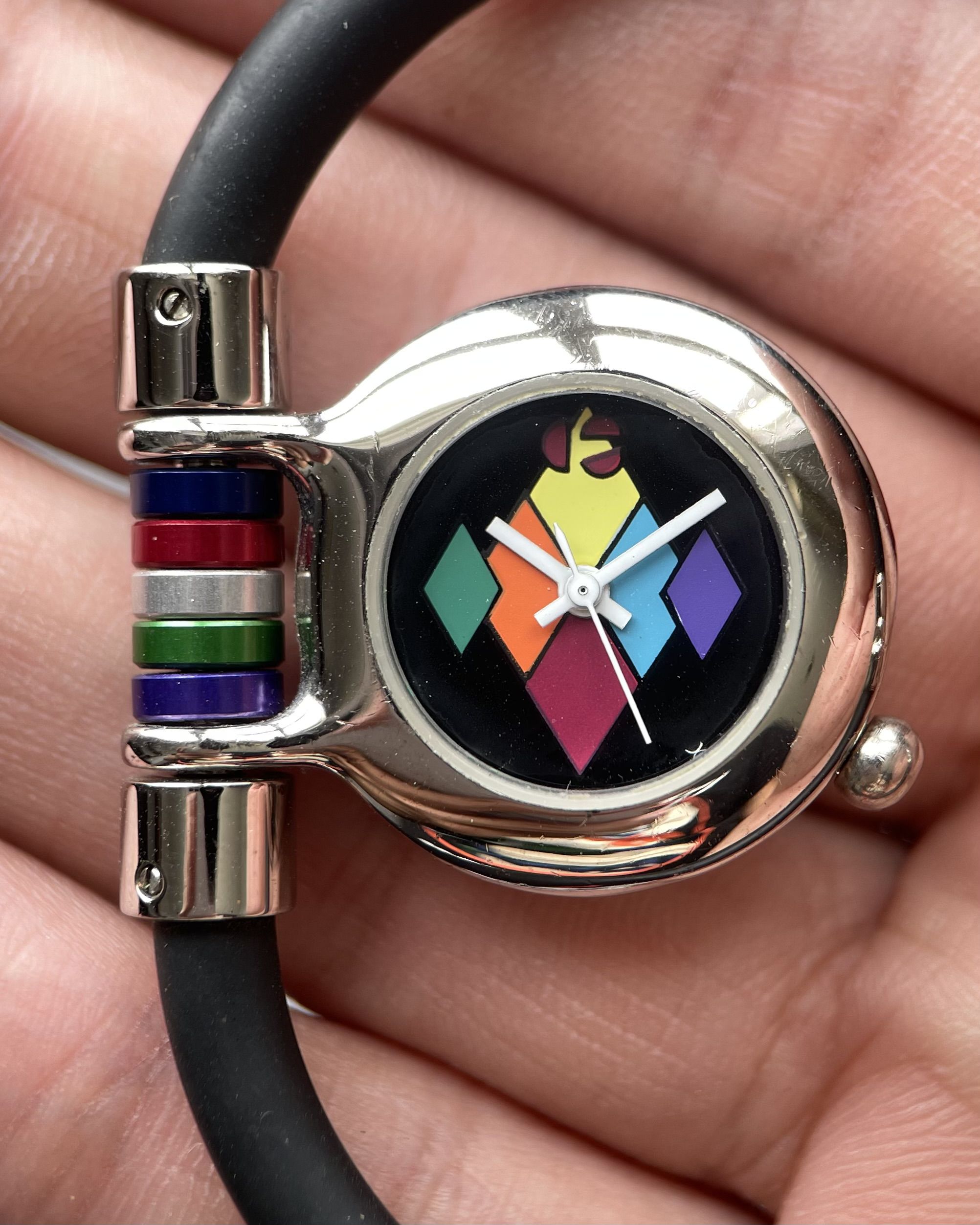 Y2K GEOMETRIC COLORFUL ROTATING BRACELET VINTAGE QUARTZ
