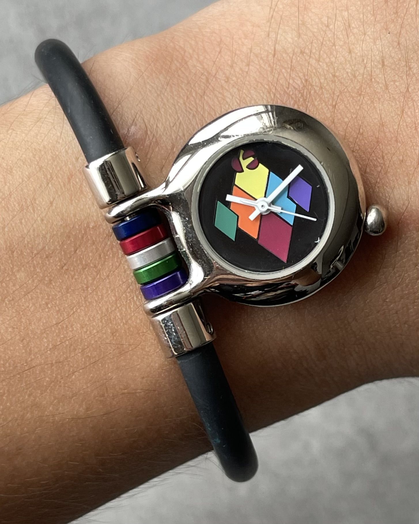 時計 vintage Rumble Fish bracelet watch y2k Y2K GEOMETRIC COLORFUL ROTATING BRACELET VINTAGE QUARTZ