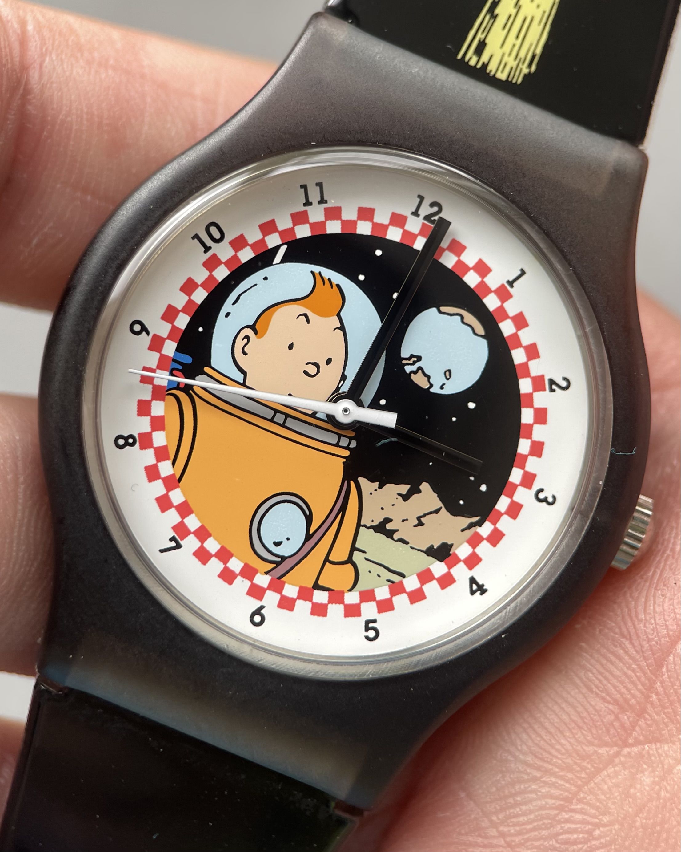 【希少】 タンタンの冒険 TINTIN 時計 クオーツ レトロ ヴィンテージ 激レア 即決 日本製 リズム時計 タンタン&スノーウィ 約31cm 壁掛け