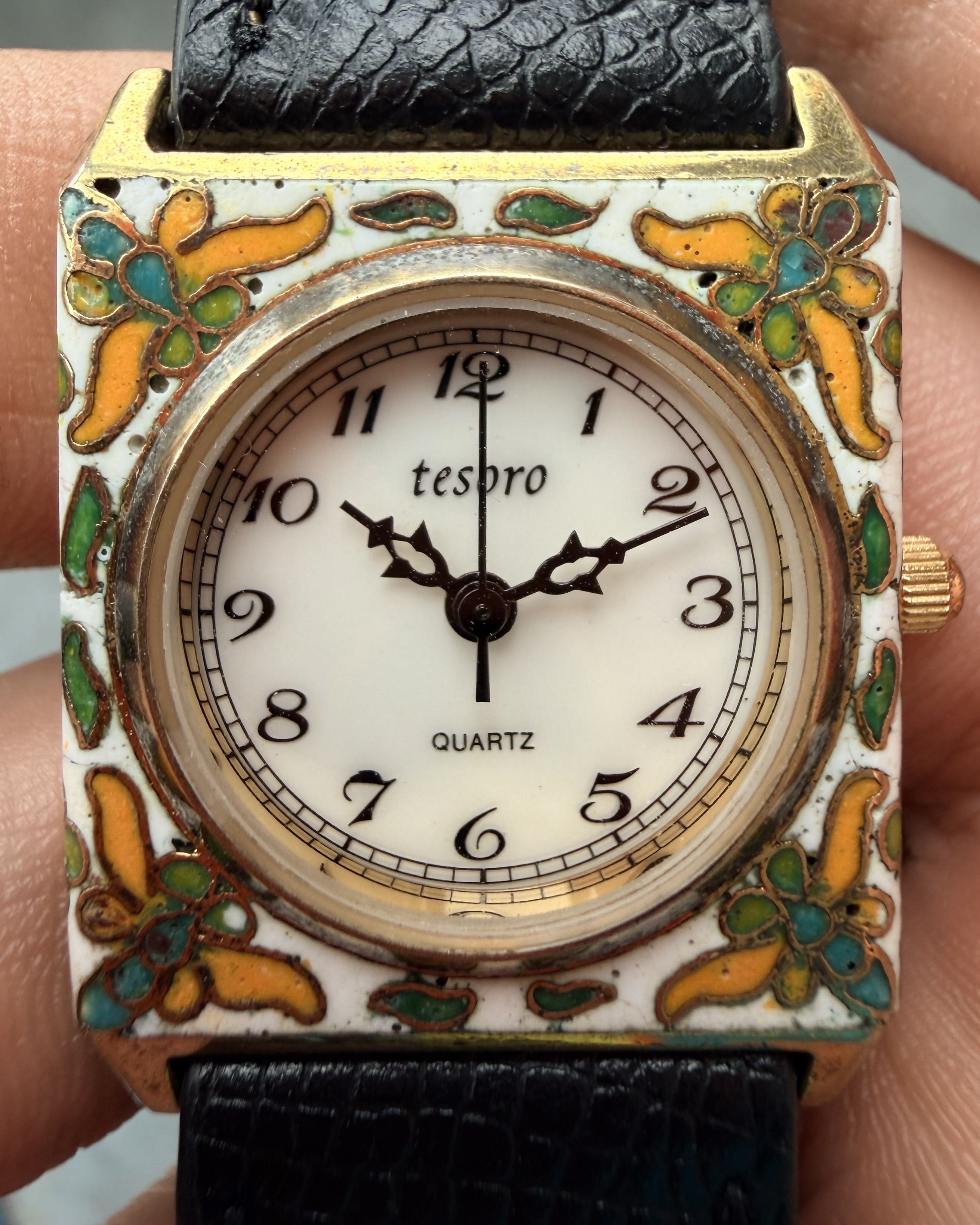 TESORO CLOISONNÉ DIAL VINTAGE QUARTZ WATCH