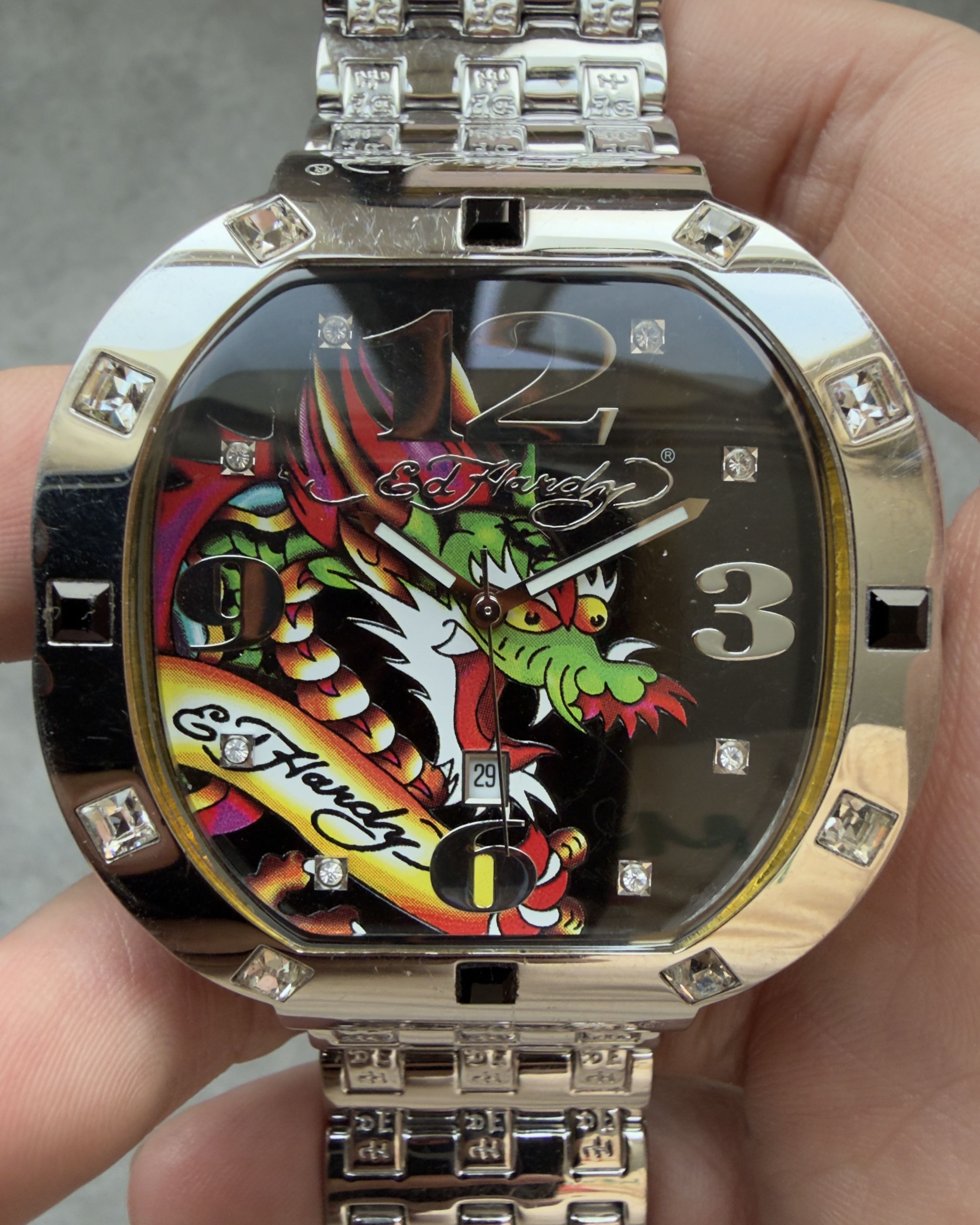 ED HARDY TATTOO DRAGON VINTAGE QUARTZ WATCH