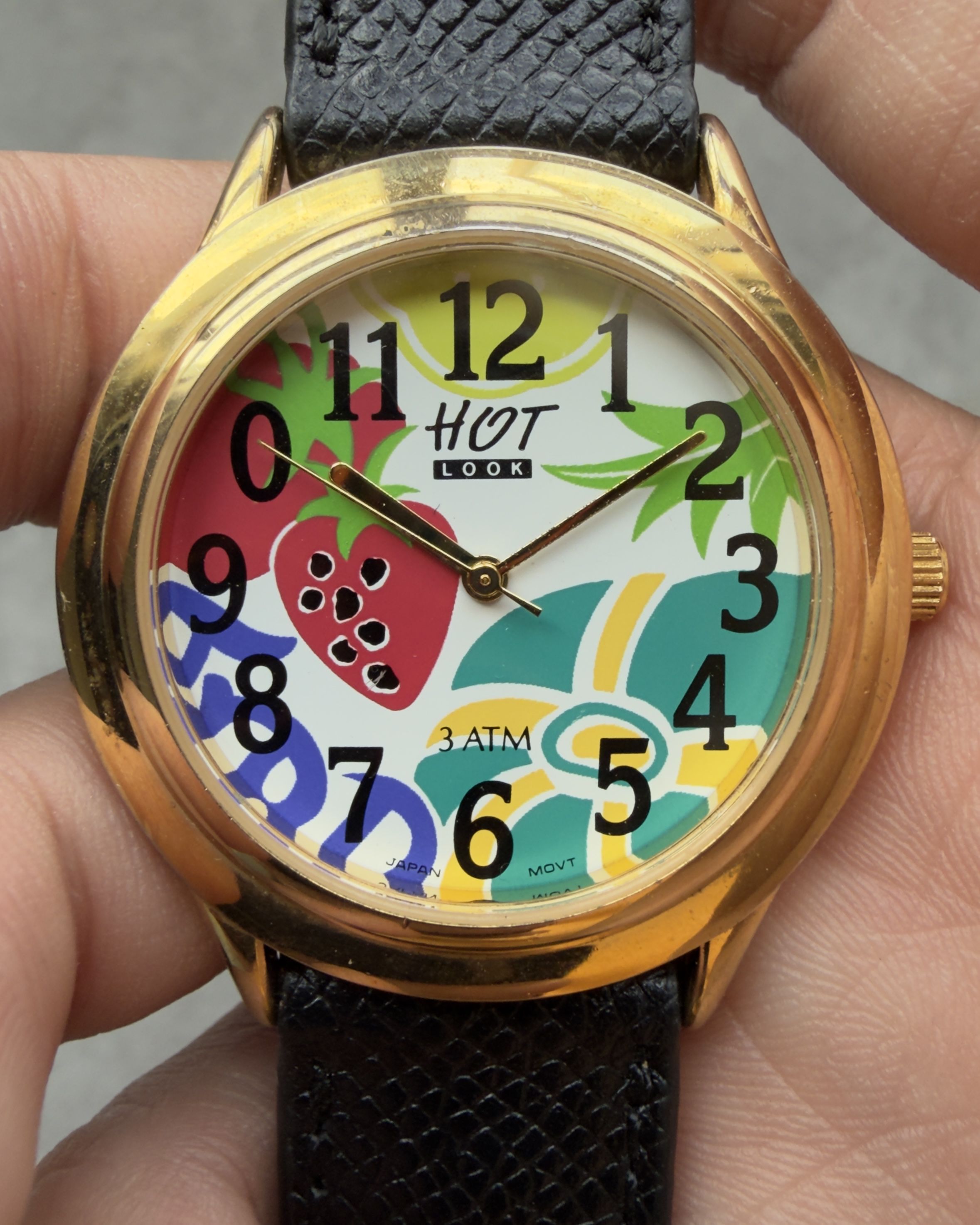 HOT LOOK TROPICAL FRUITS VINTAGE QUARTZ WATCH 
