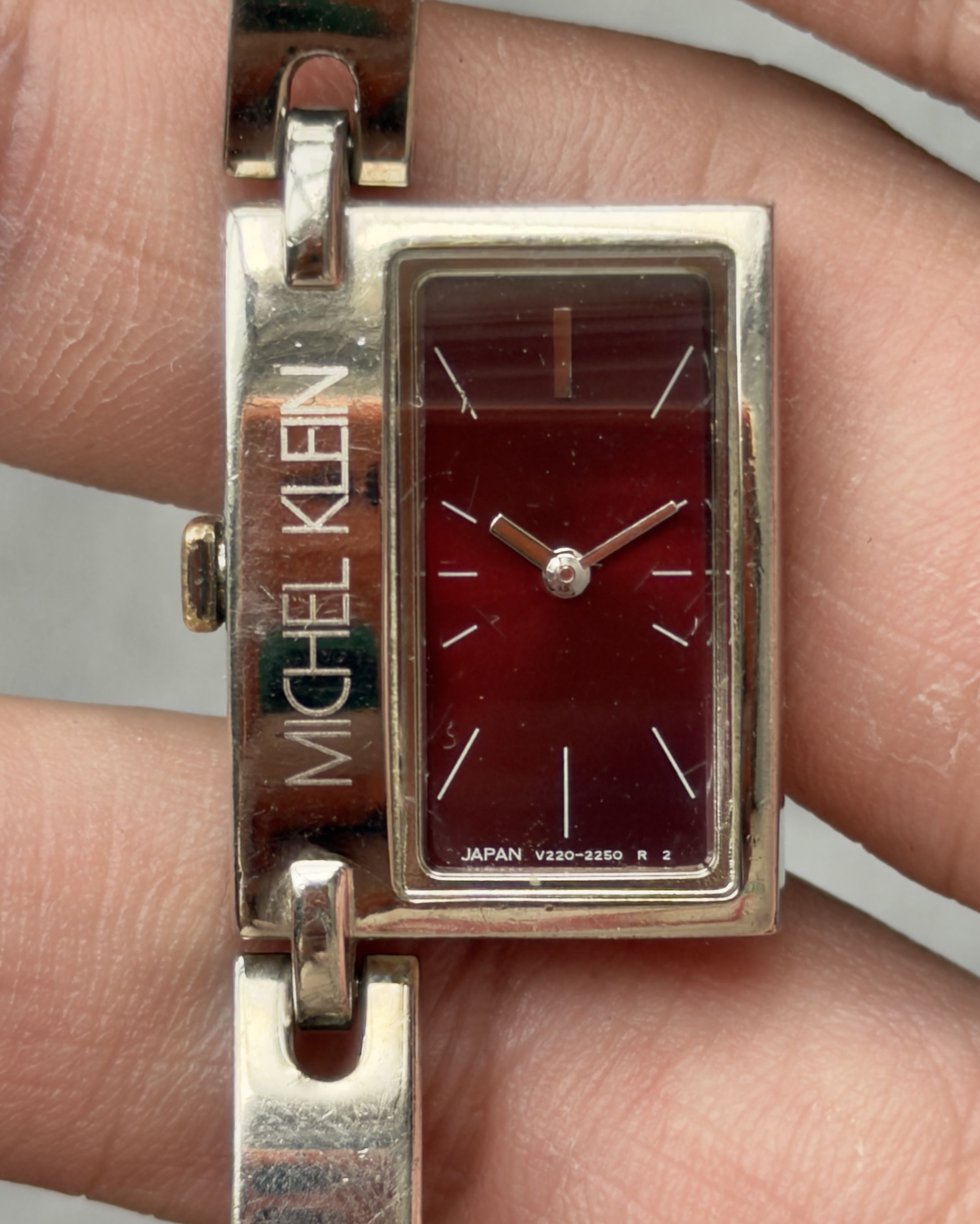 MICHEL KLEIN OFF-CENTER RECTANGLE VINTAGE QUARTZ WATCH