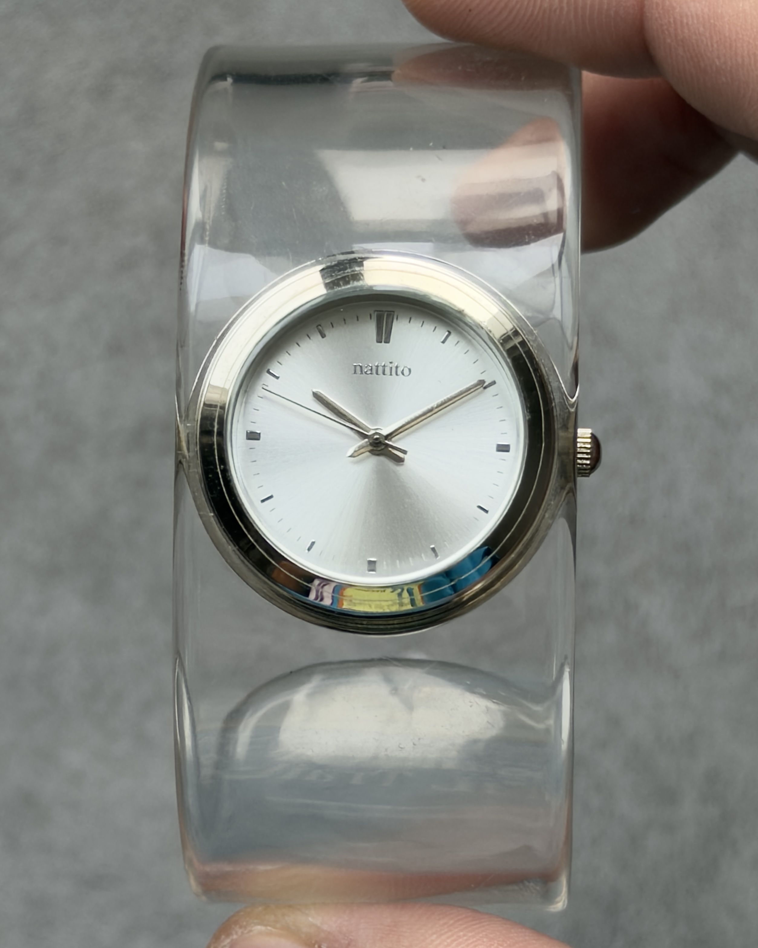 NATTITO TRANSPARENT CUFF VINTAGE QUARTZ WATCH