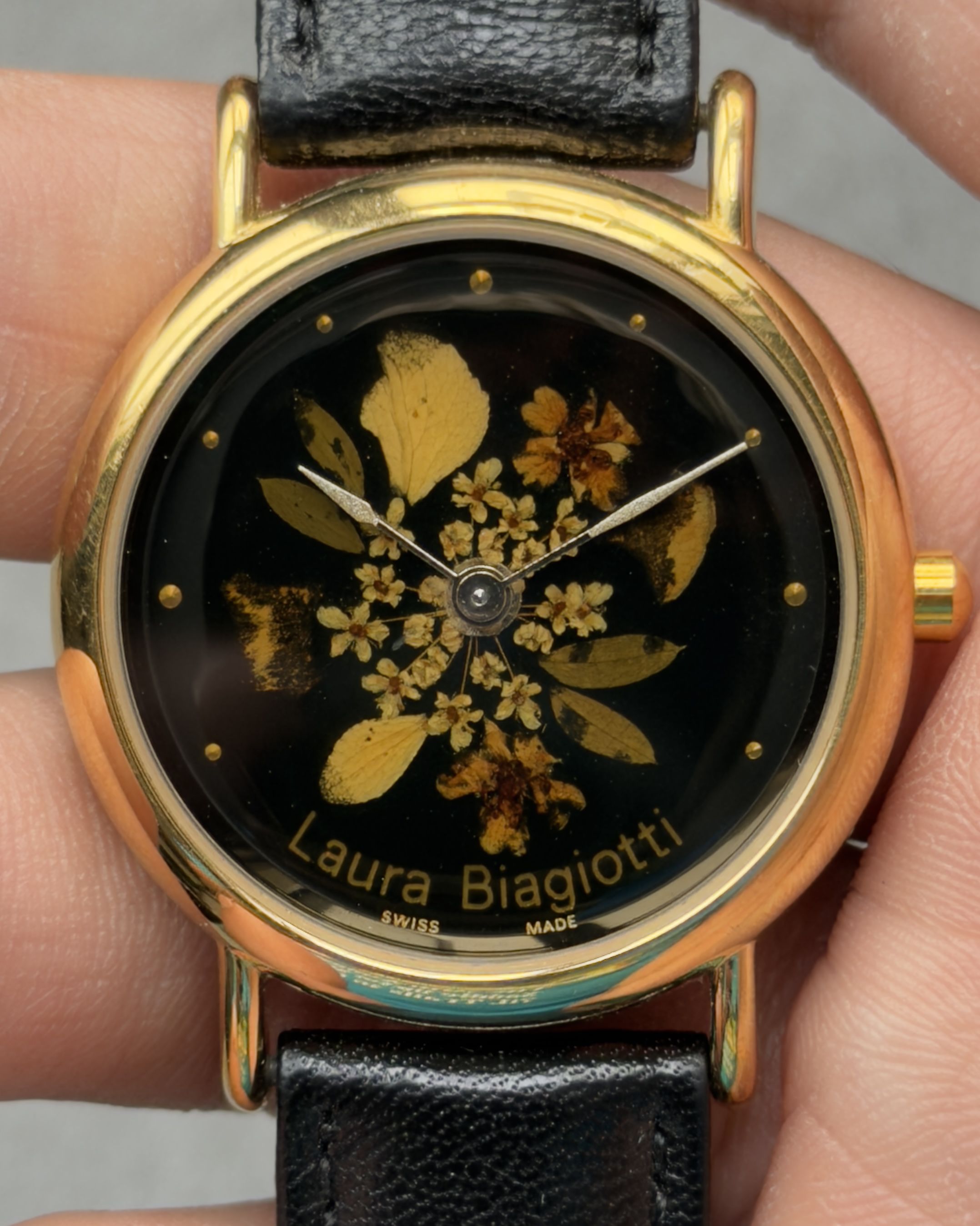 LAURA BIAGIOTTI FLORAL MOSAIC VINTAGE QUARTZ WATCH 