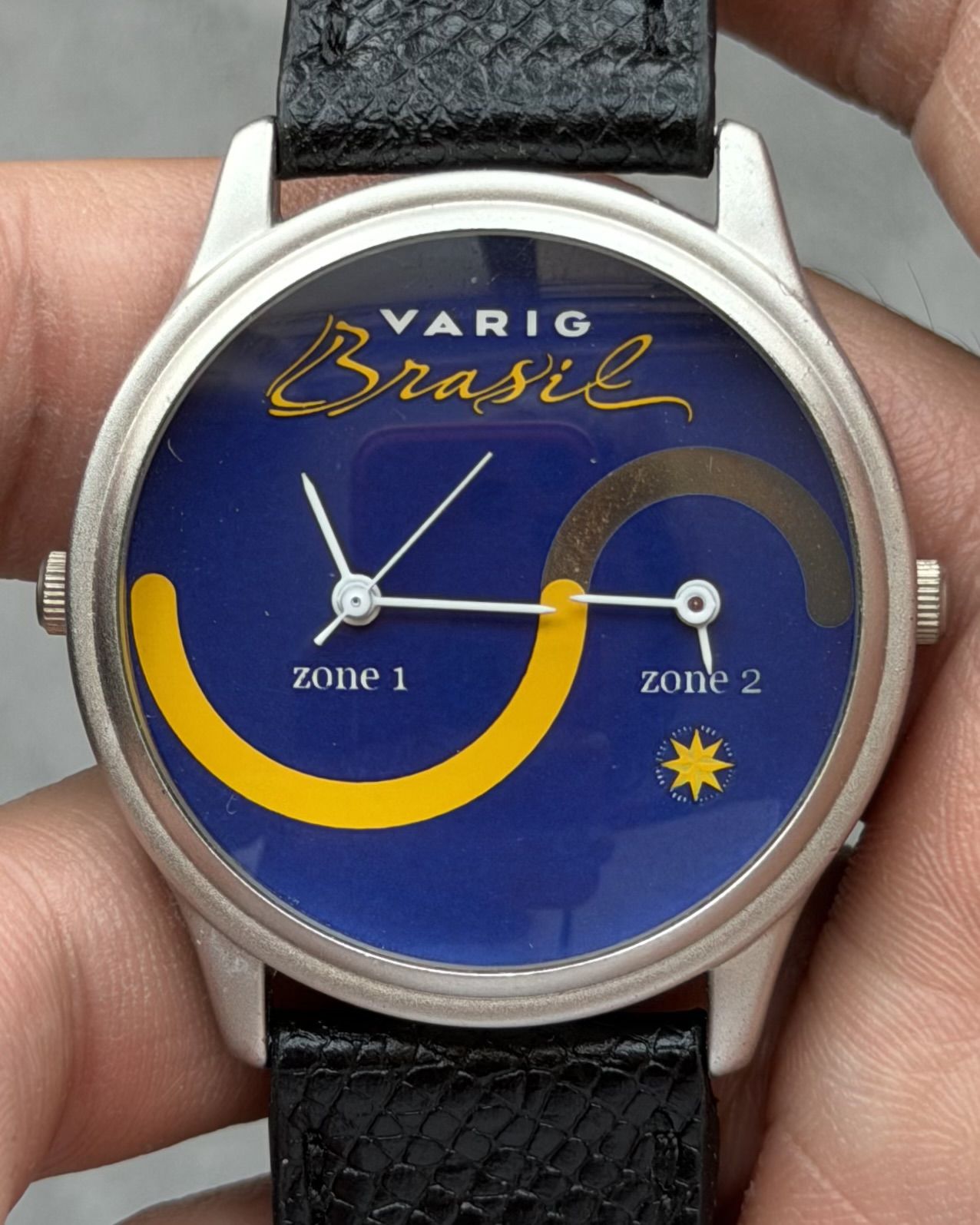 SEIKO VARIG BRAZIL DUAL TIME ZONE VINTAGE QUARTZ WATCH