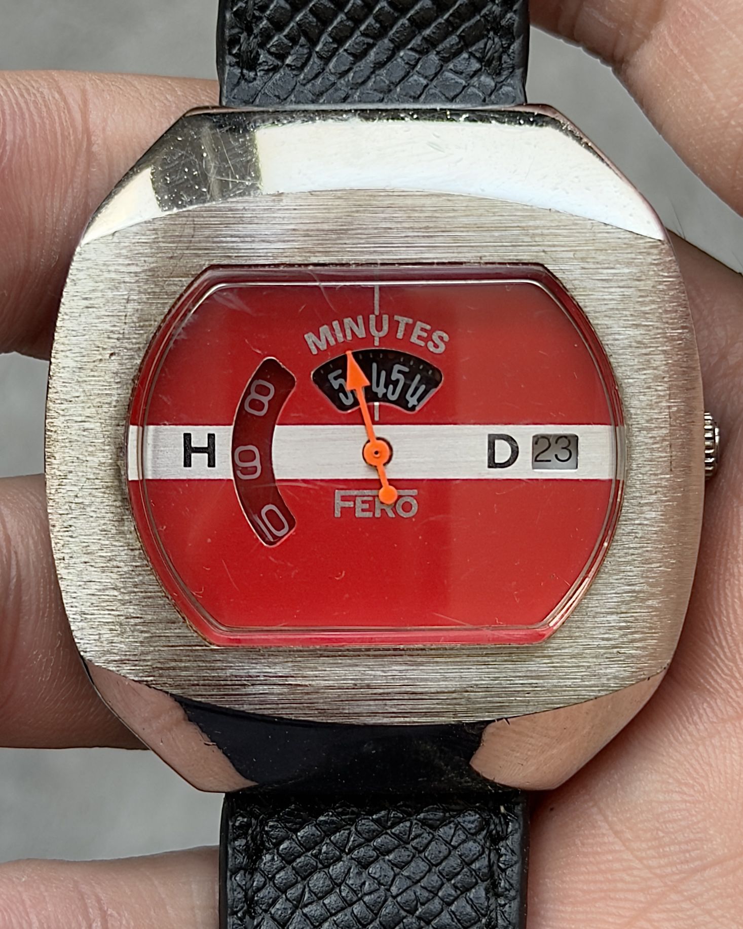 FERO RETRO FUTURISTIC JUMP HOUR DRIVER STYLE VINTAGE WATCH