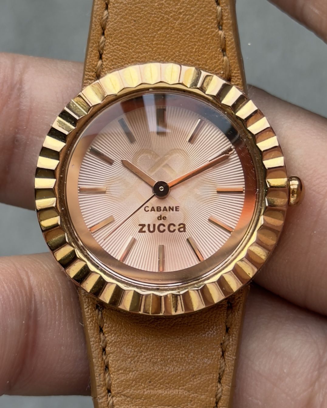 CABANE DE ZUCCA SUNBURST GOLD VINTAGE QUARTZ WATCH
