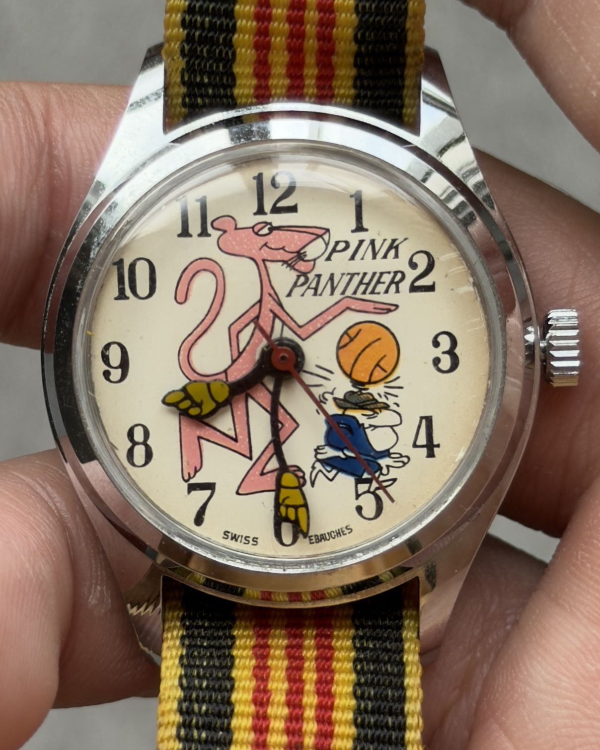 PINK PANTHER MISCHIEF VINTAGE MANUAL WINDING WATCH