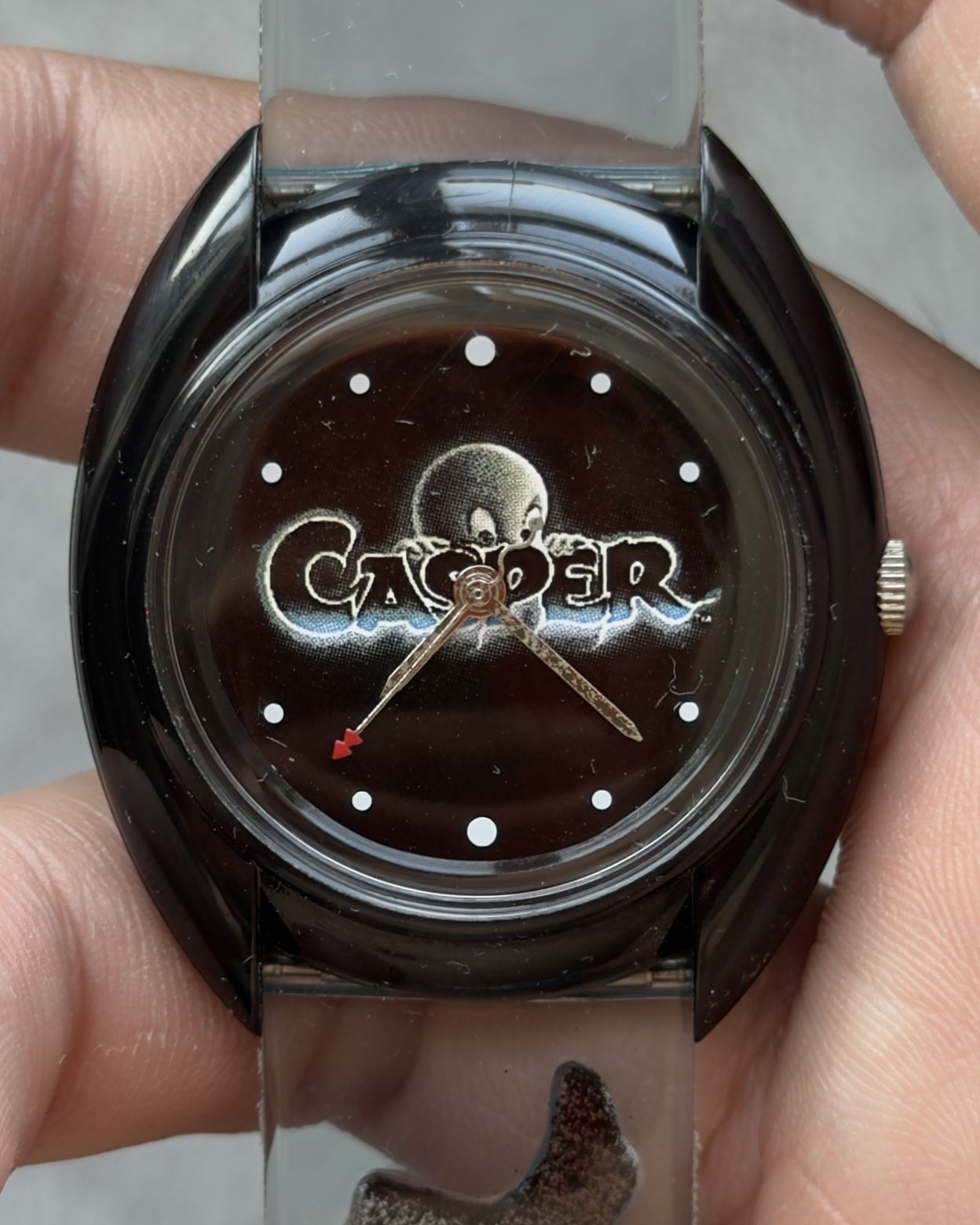 CASPER CARTOON GHOST CLEAR STRAP VINTAGE QUARTZ WATCH