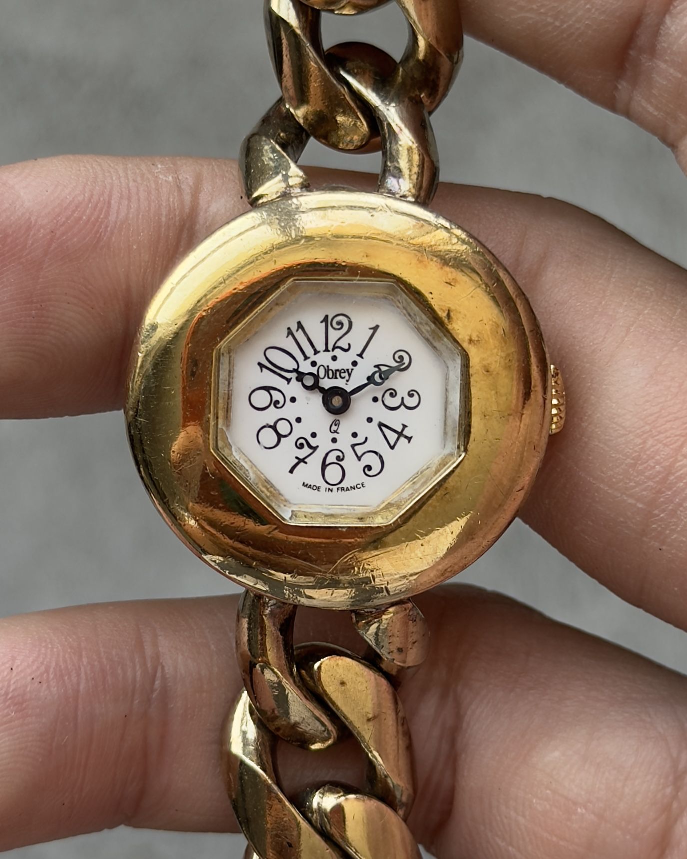 OBREY FRANCE ART DECO MINI CHAIN LINK WATCH BRACELET