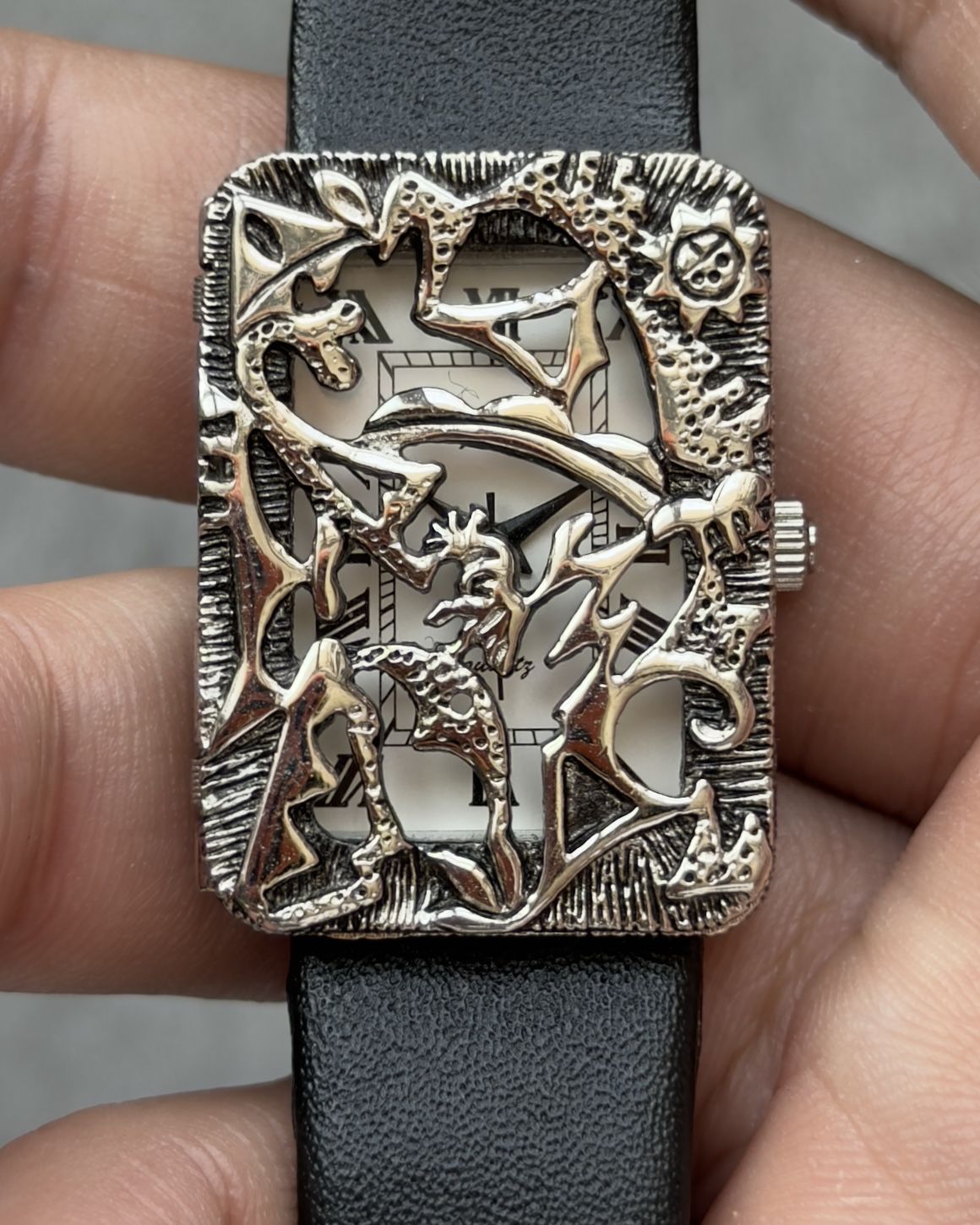 SPHERE FILIGREE FLIP COVER DRESS VINTAGE QUARTZ WATCH 