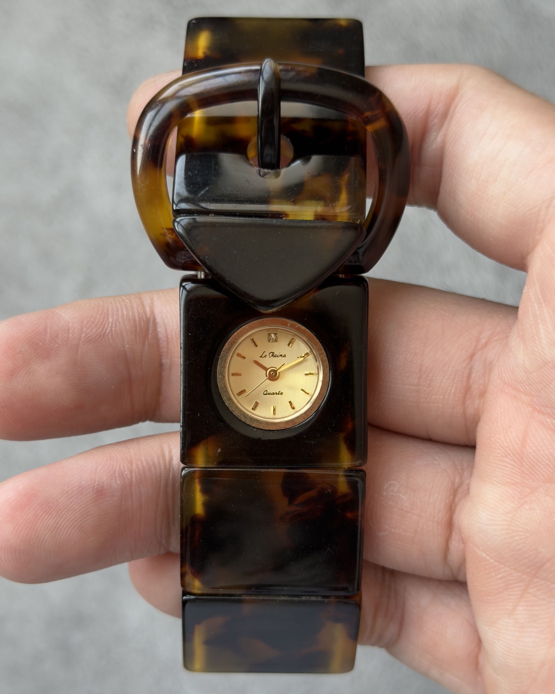LA REINA TORTOISE PATTERN VINTAGE QUARTZ WATCH