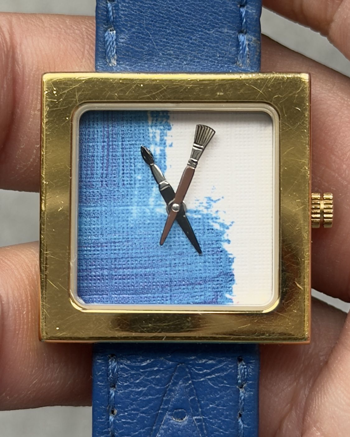 AKTEO PAINTER BLUE CANVAS VINTAGE QUARTZ WATCH