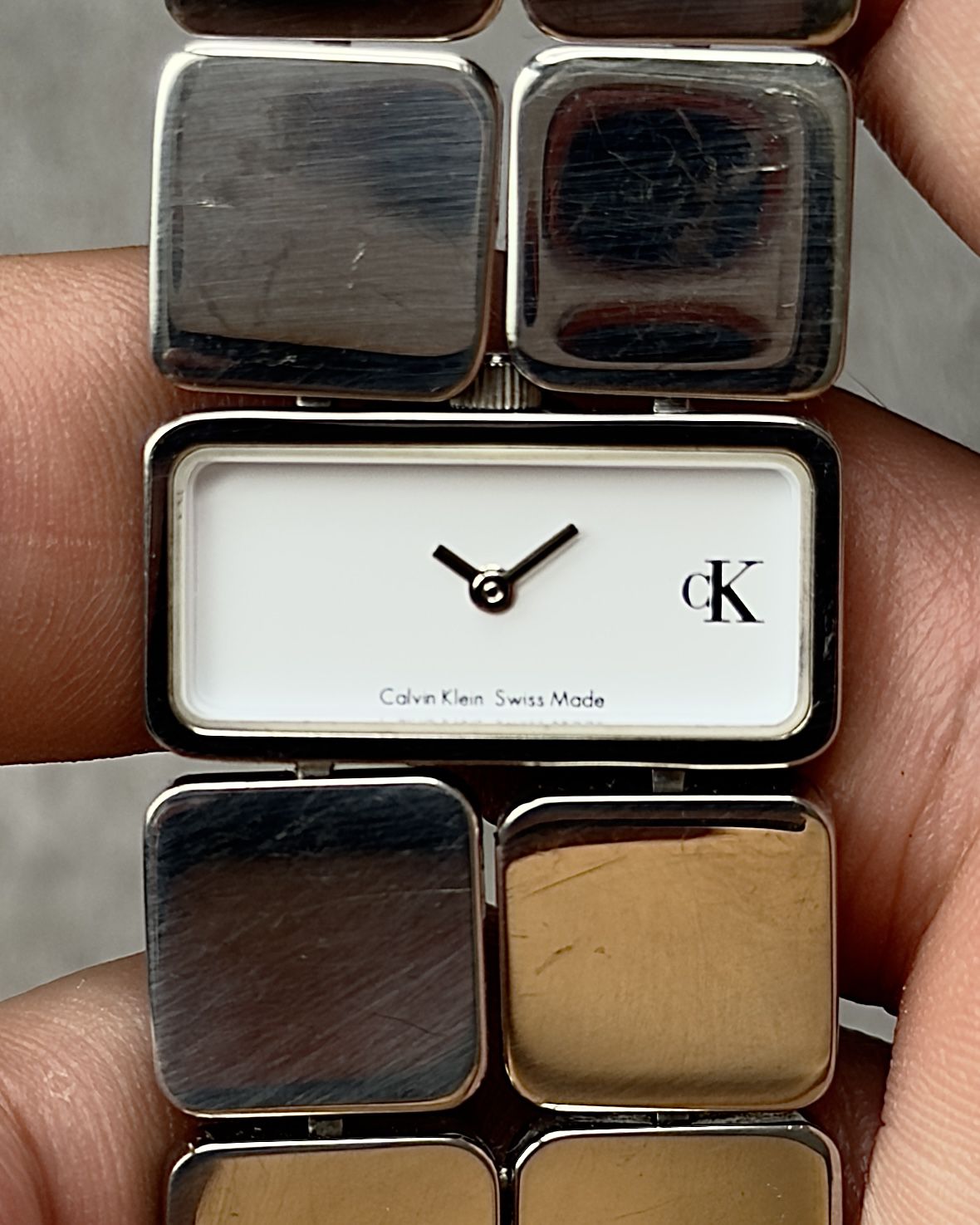CALVIN KLEIN MODERNIST TILE BRACELET VINTAGE QUARTZ WATCH