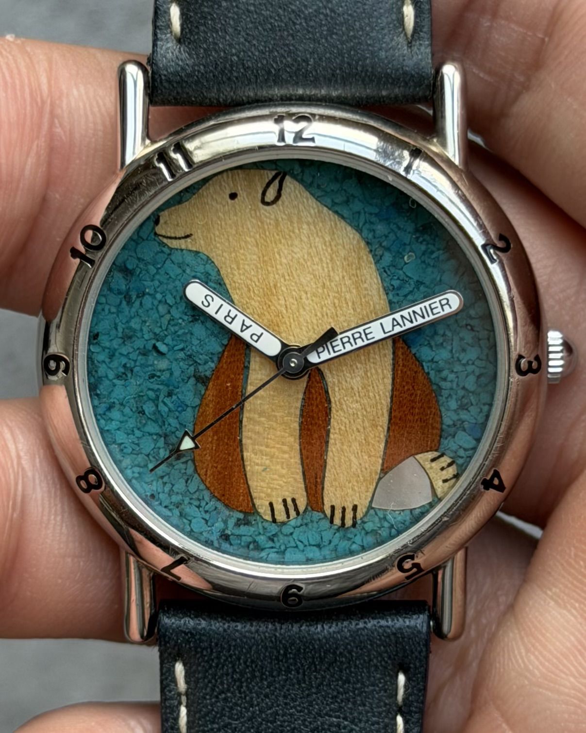 PIERRE LANNIER MOZAIC POLAR BEAR VINTAGE QUARTZ WATCH 