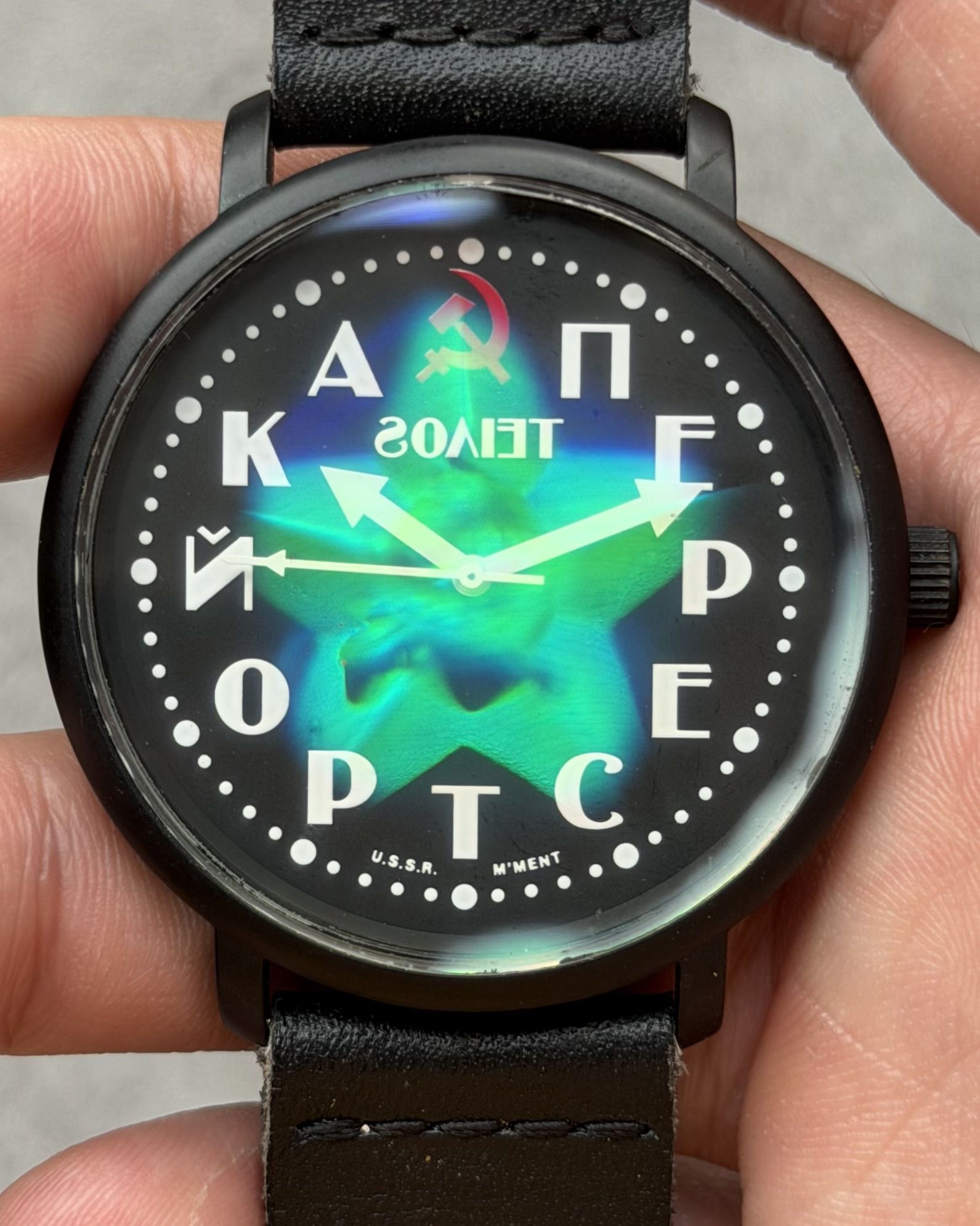 SOVIET HAMMER AND SICKLE HOLOGRAM VINTAGE QUARTZ WATCH 