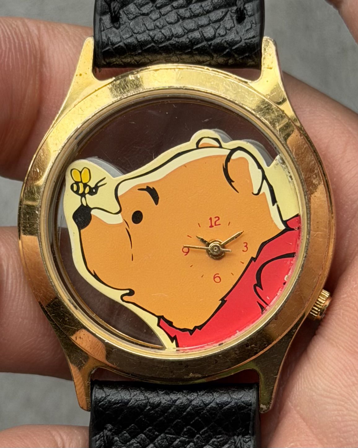 WINNIE THE POOH TRANSPARENT VINTAGE QUARTZ WATCH 