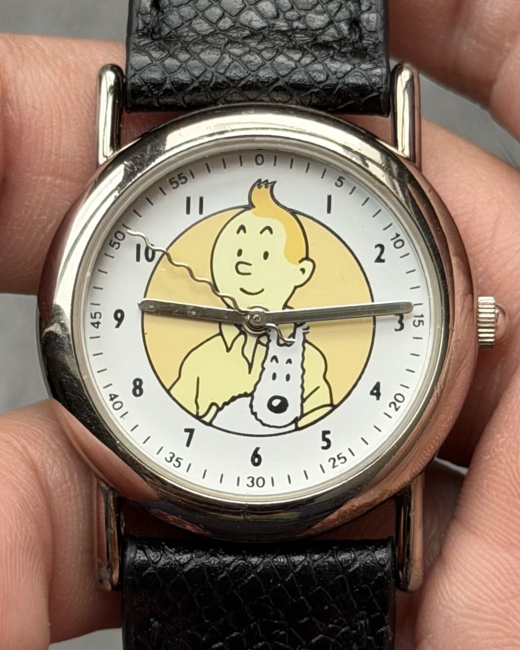 TINTIN & SNOWY YELLOW THEME VINTAGE QUARTZ WATCH
