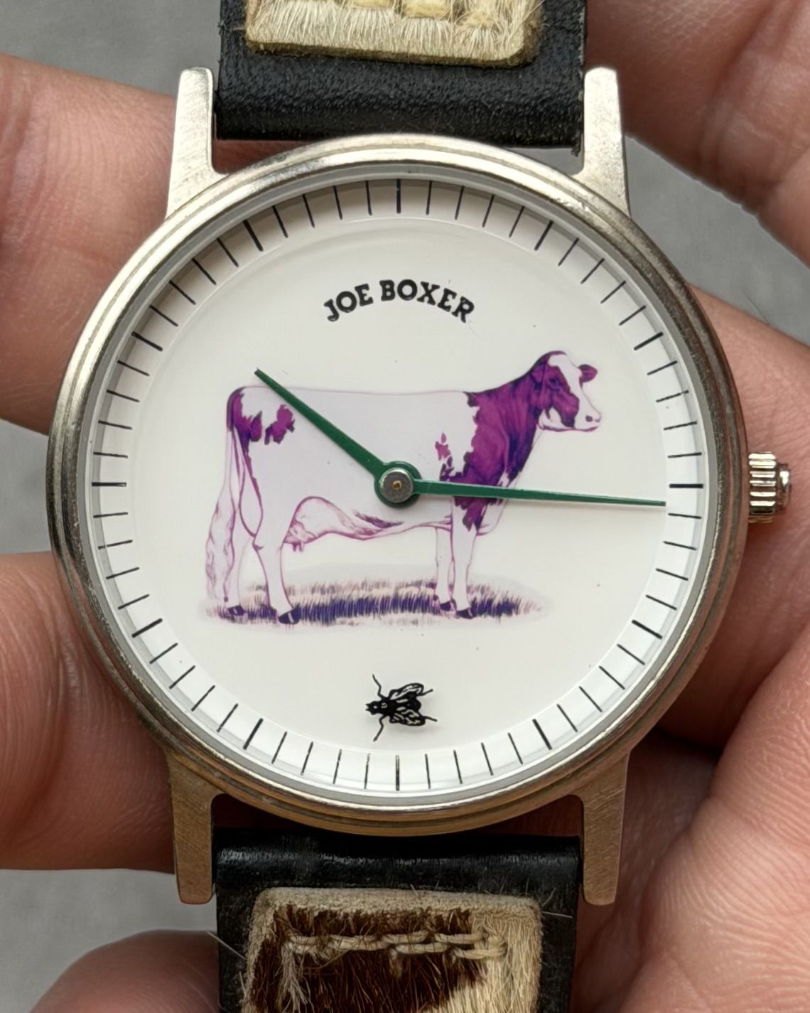 JOE BOXER COW and FLY VINTAGE QUARTZ WATCH 