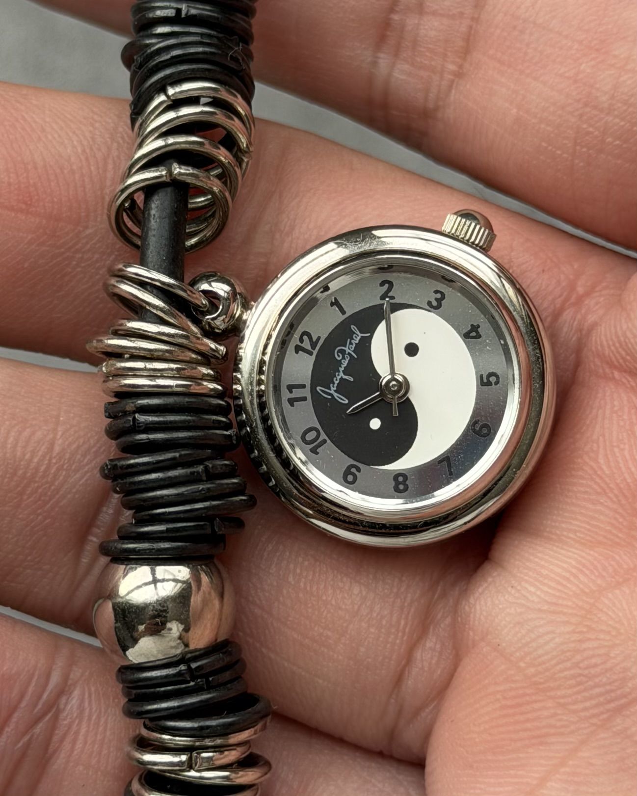 JACQUES FAREL YIN YANG CHARM BRACELET VINTAGE QUARTZ WATCH