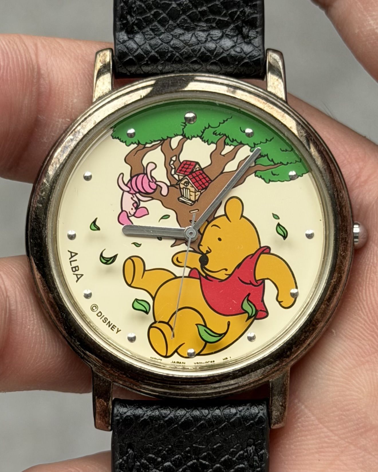 SEIKO ALBA WINNIE THE POOH & PIGLET FALLING VINTAGE QUARTZ WATCH
