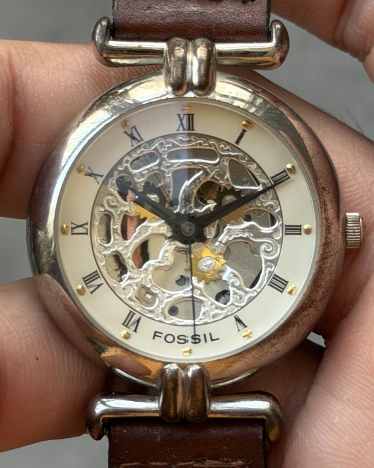 FOSSIL SKELETON PC 9282 VINTAGE QUARTZ WATCH