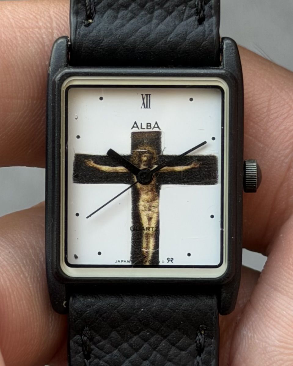 SEIKO ALBA CHRIST ON THE CROSS  VINTAGE QUARTZ WATCH