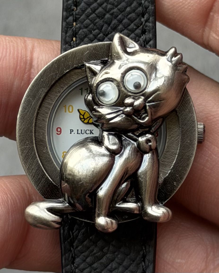 P. LUCK PEEKABOO CAT VINTAGE QUARTZ WATCH
