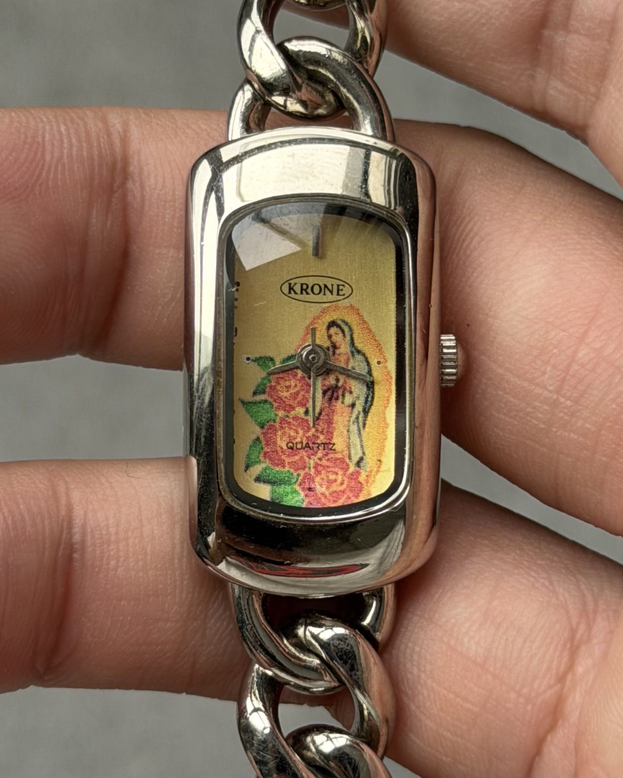 KRONE HOLY ROSE CUBAN CHAIN VINTAGE QUARTZ WATCH