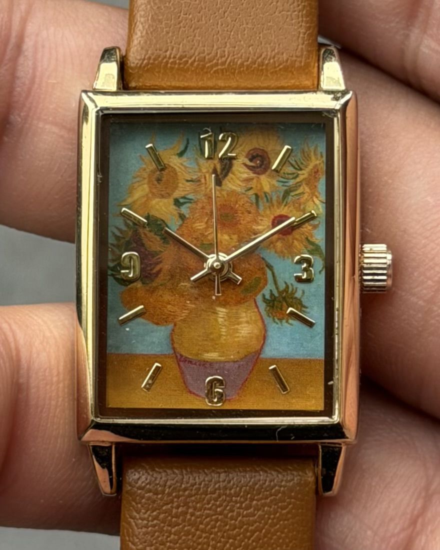 BLEU BLEUET SUNFLOWERS VAN GOGH VINTAGE QUARTZ WATCH 