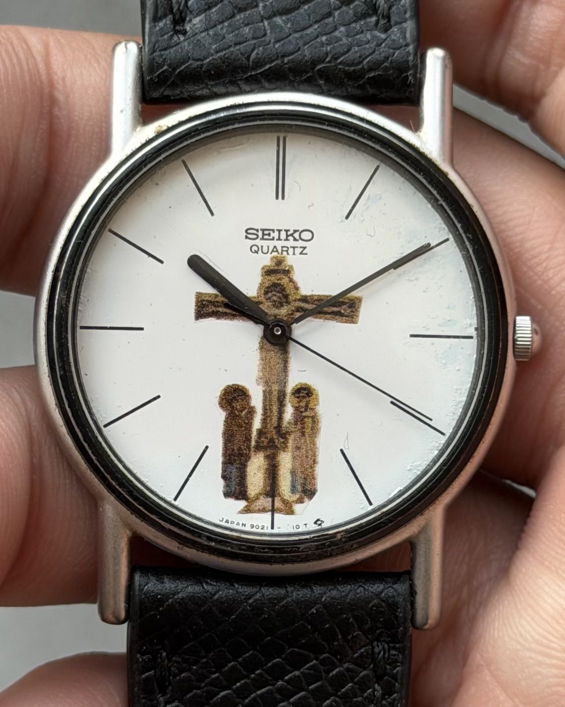 SEIKO OLD JESUS PAINTING VINTAGE QUARTZ WATCH 