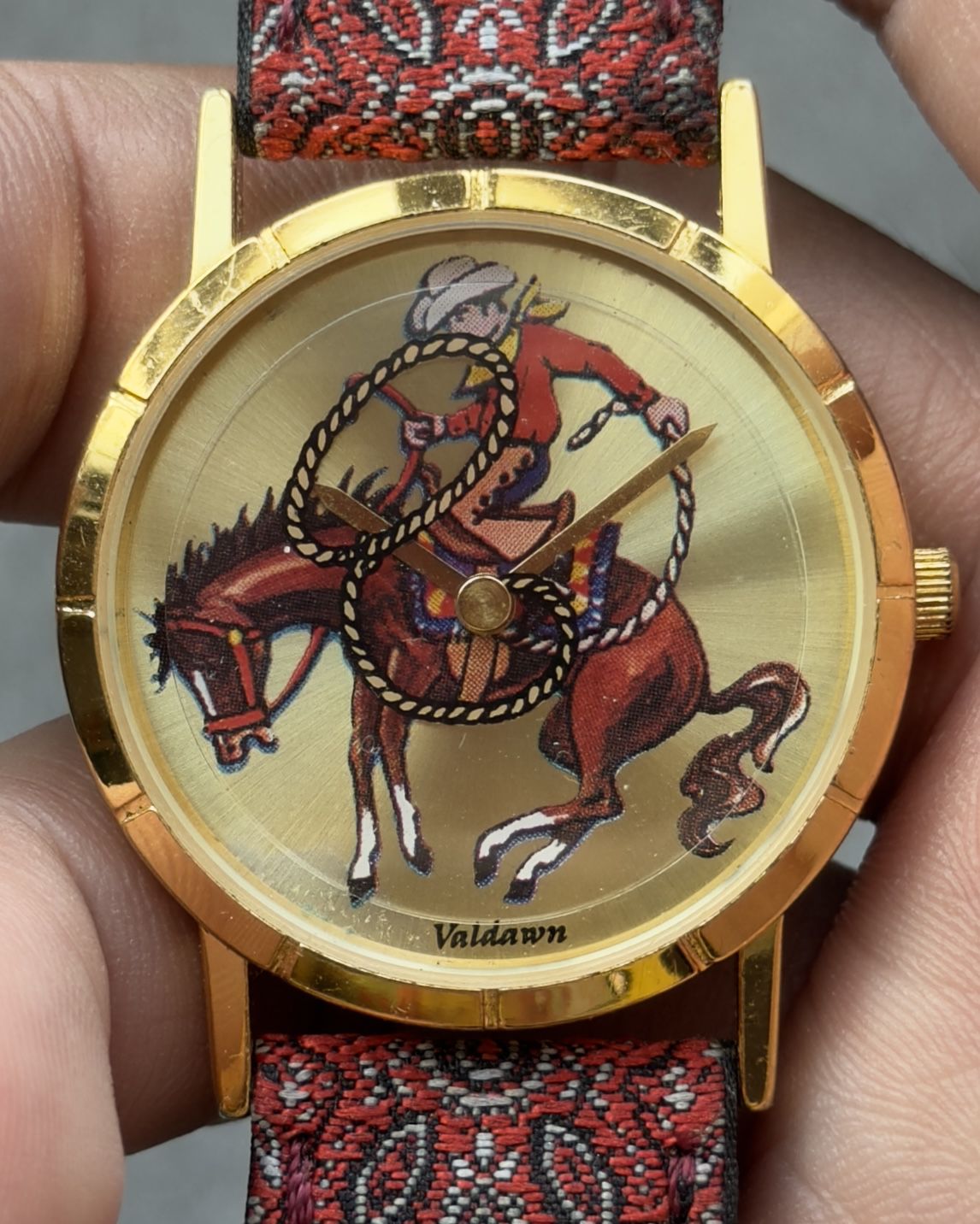 VALDAWN RODEO RIDER VINTAGE QUARTZ WATCH
