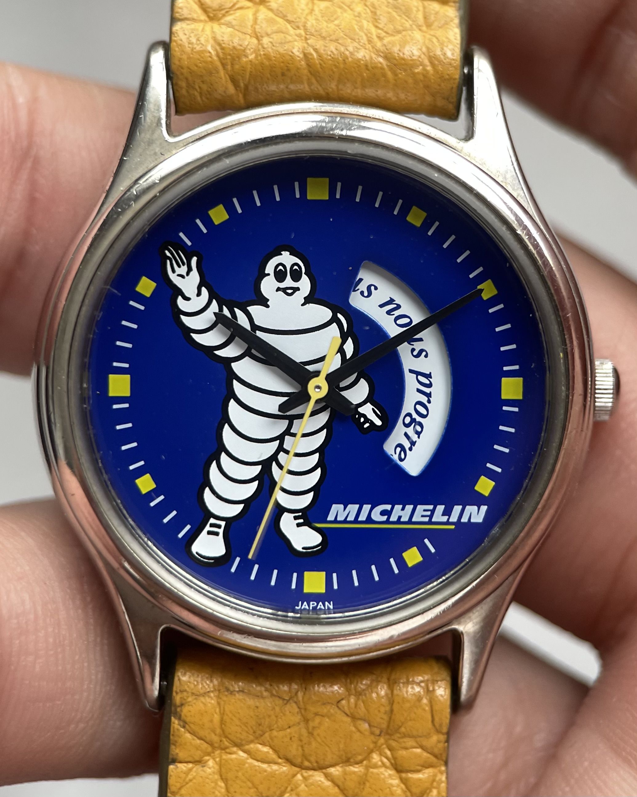MICHELIN BIBENDUM BLUE DIAL JAPAN VINTAGE QUARTZ WATCH | Artizen Store