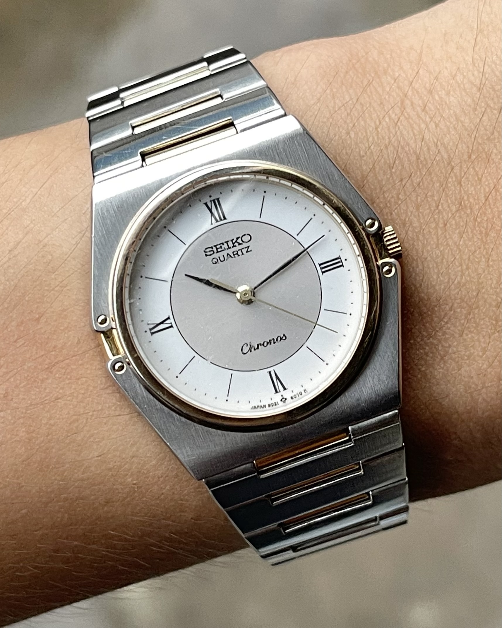 時計 SEIKO CHRONOS QUARTZ 9021-6040 SUWA Seiko Chronos 9021 6040 Quartz Watch Suwa Silver Dial 33mm