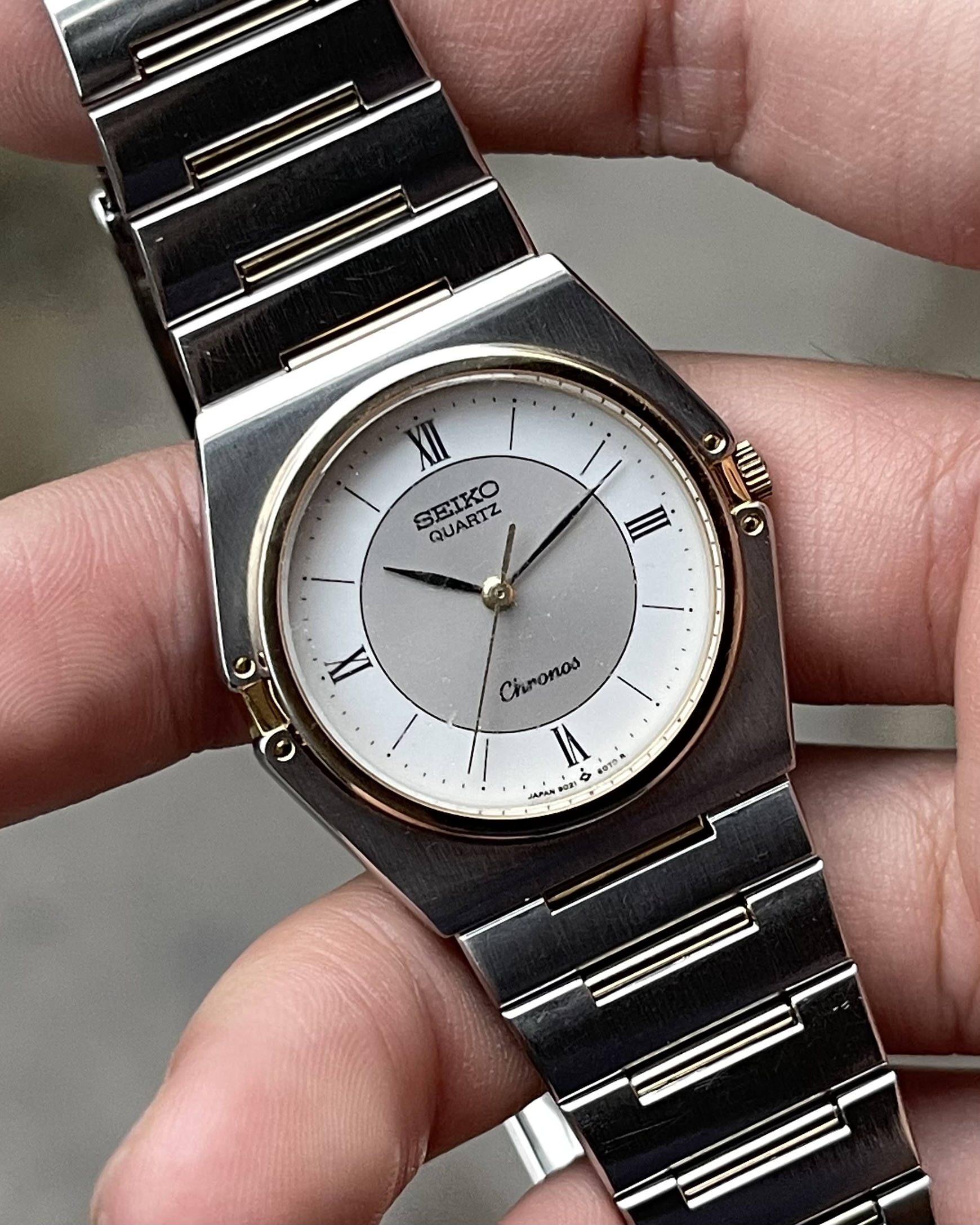 時計 SEIKO CHRONOS QUARTZ 9021-6040 SUWA Seiko Chronos 9021 6040 Quartz Watch Suwa Silver Dial 33mm