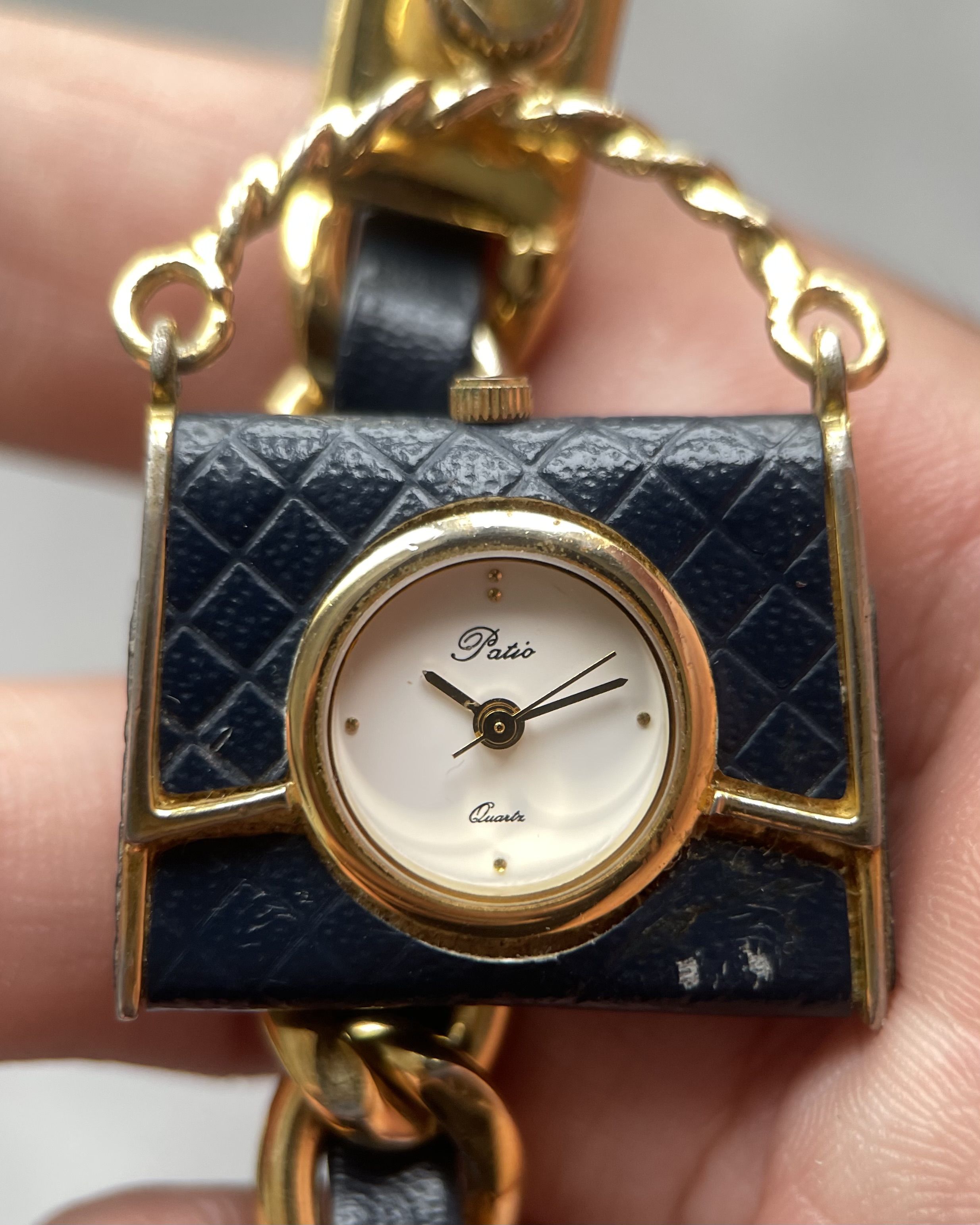 PATIO BLUE HANDBAG-SHAPED BRACELET VINTAGE QUARTZ WATCH