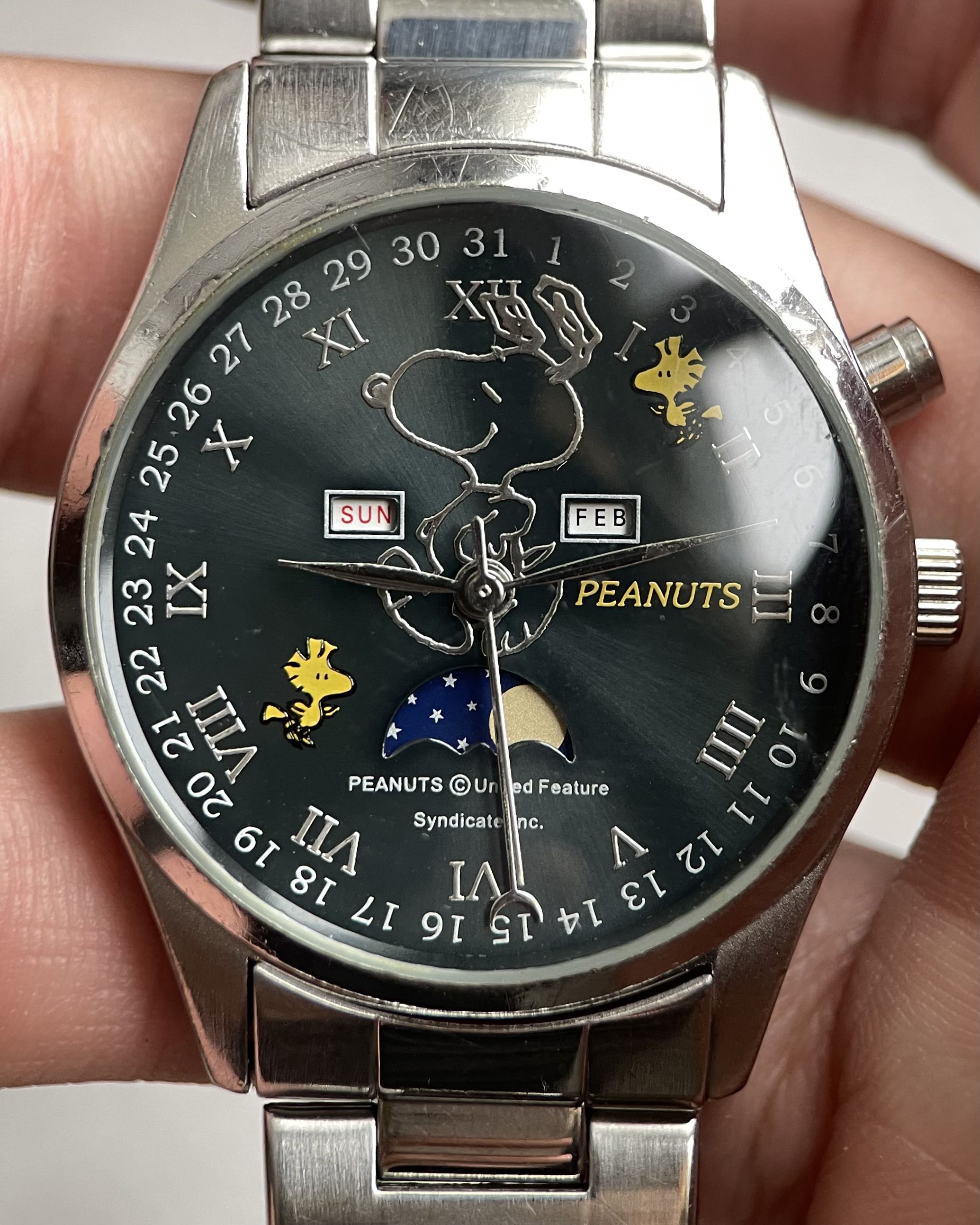 PEANUTS SNOOPY FULL CALENDAR LIMITED EDITION VINTAGE QUARTZ WATCH 
